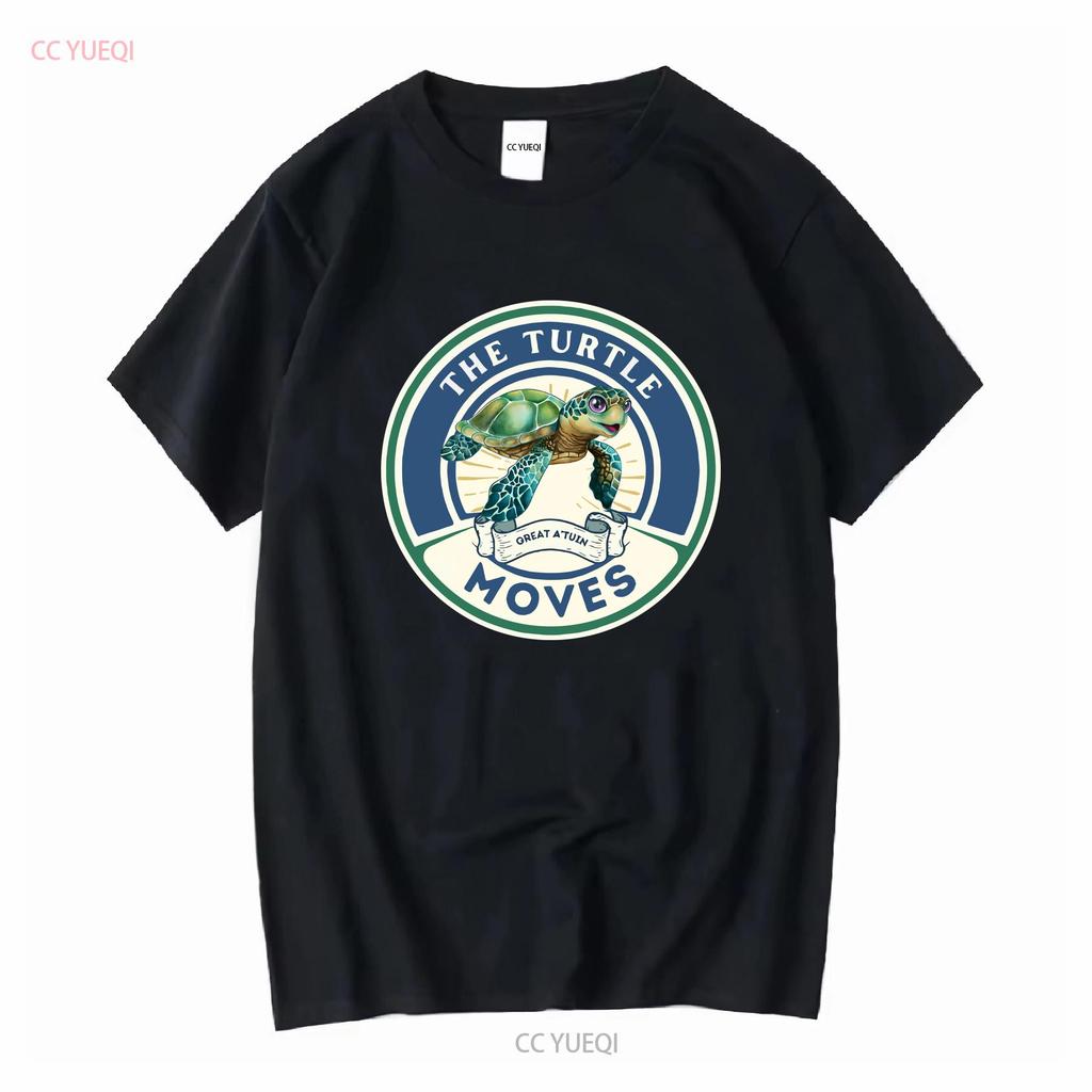 The Turtle Moves Discworld Inspired T Shirt with Terry Pratchett Fan Fantasy Novel Long or Short Sleeves Vintage Washed
