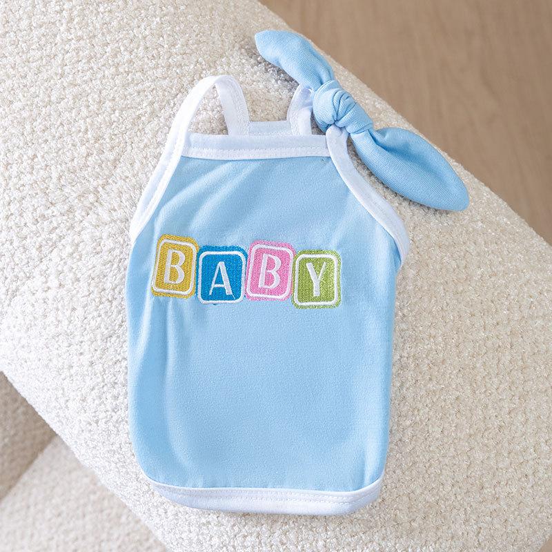 

Cat Clothes Summer Macaron Bow Thin Breathable Suspender Vest Bipod Cat Dog Pet Clothing XL (recommended weight 11-7.5 kg) синий