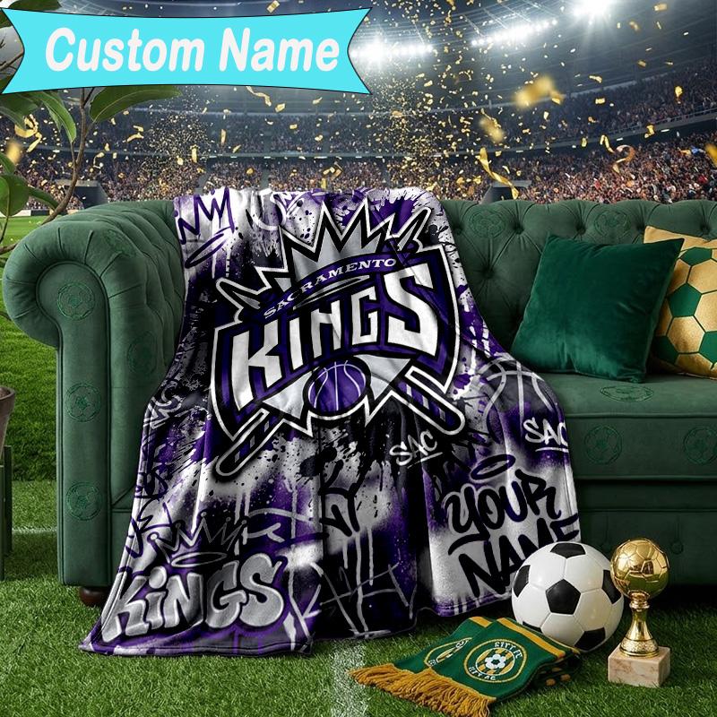 Custom Name Blanket Sacramento Basketball Logo Blanket Bedding Blanket for Travel, Camping, Living Rooms, Offices, Sofas, Fan Christmas gift