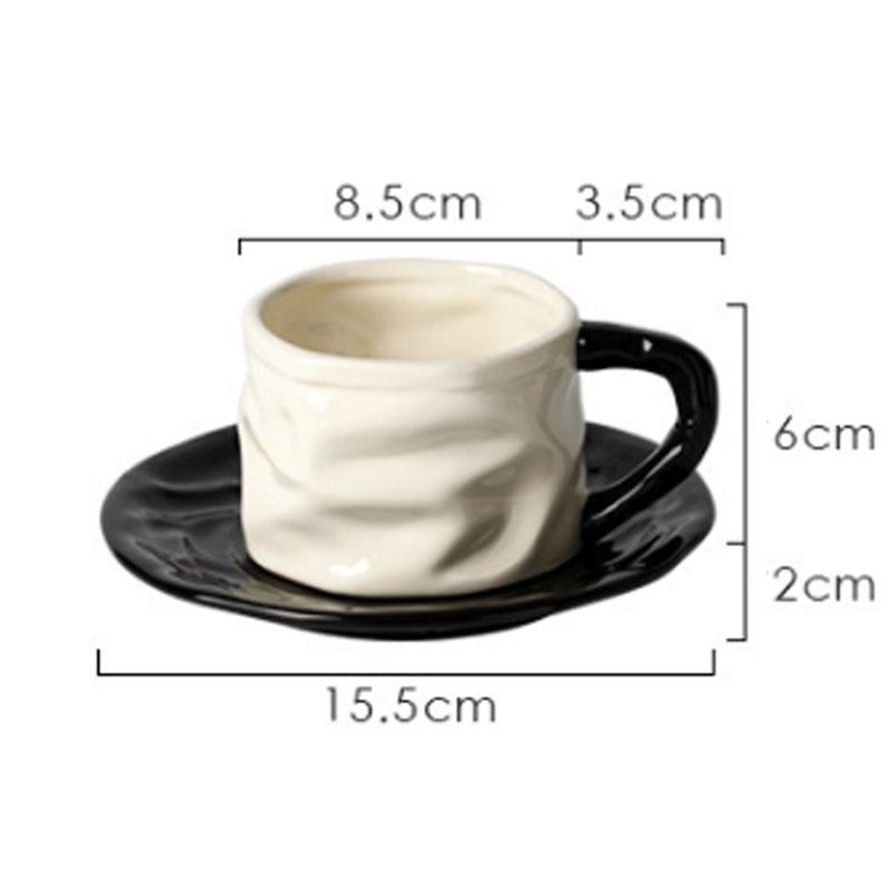 Creative Pleated Paper Ceramic Cup&saucer Dining Table Coffee Mug Milk Tea Mugs Afternoon Tea Teacup Fruit Juice Container
