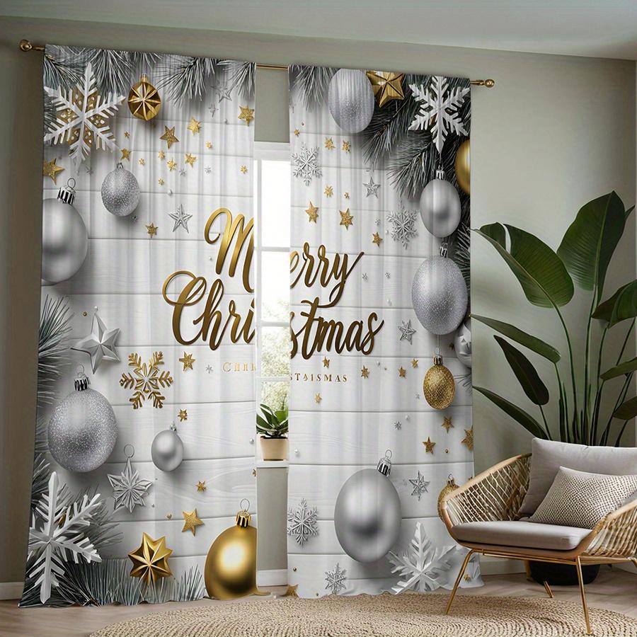 2-Panel Semi Blackout Curtains with Christmas Pendant Design - Soft, Light-Filtering & Thermal Insulated for Privacy In Bedroom
