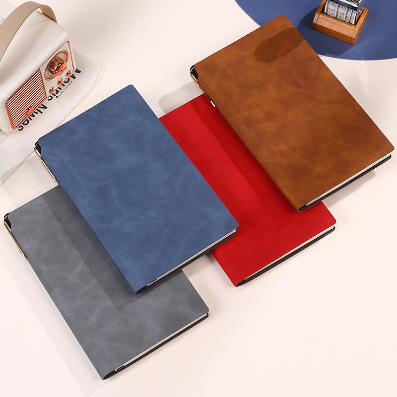 Customized A6 Soft Leather Notebook with Logo Printing, Pen Holder, and Soft Cover Business Journal