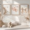 Rahmenloses Hasenposter, Rosa Beige Dekoration für Mädchen, Herzdekoration Hasenbild, Tier Digitaler Download, Wohnzimmer Schlafzimmer Dekor