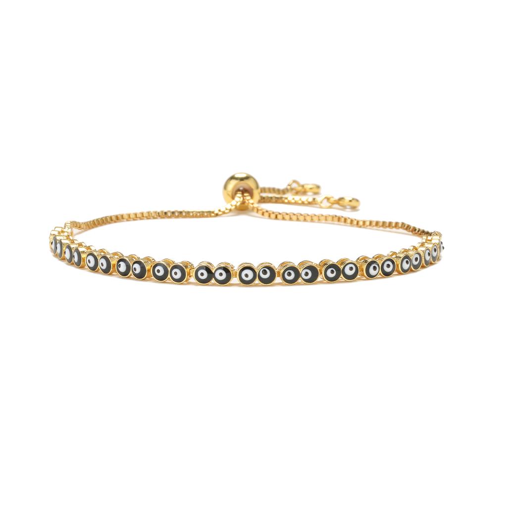 HECHENG,18KGold Plated Eye Bracelet ,Fashion Enamel Opening Adjustable Bracelet for Women Brass Bracelet, Zircon Wholesale