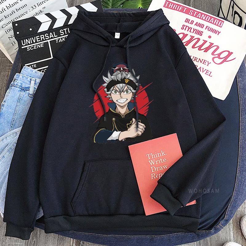 Harajuku Japanese Anime Black Clover Men Hoodies Sweatshirt Funny Cartoon Boys Asta Streetwear Pullover Winter Patchwork Hoodies