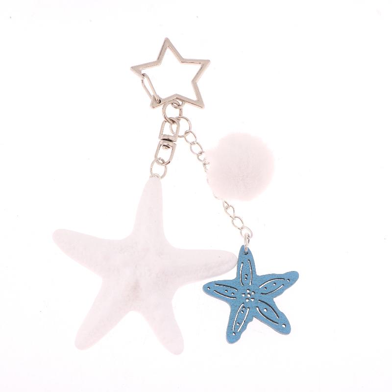 Y2K Starfish Keychain Holiday Ocean Beach Keyring Trendy Bag Pendant Decoration Key Accessories Couple Gifts