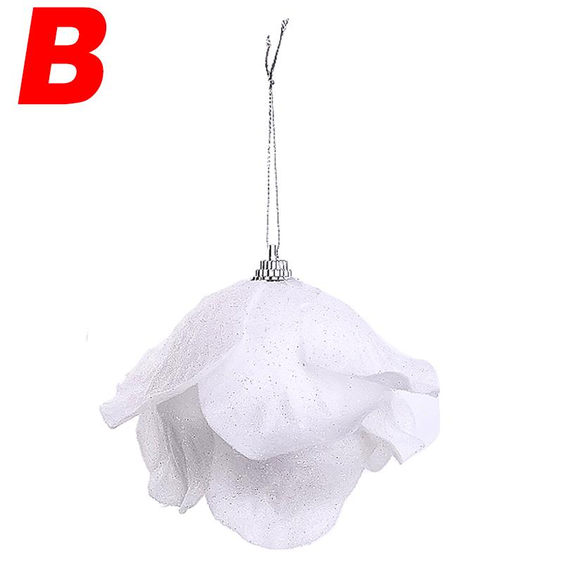 9/3x Christmas Tree Ornaments White Glitter Petal Shape Balls Foam Snow Ball Sparkling Foam Flower Hanging Decorations for Tree