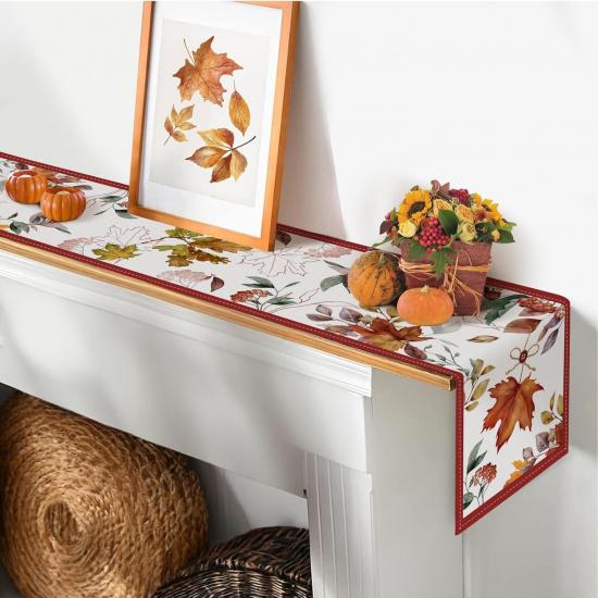 Bonhause Fall Maple Leaves Table Runner 13x72 Inch Autumn Leaf Thanksgiving Kitchen Dining Table Decoration for Indoor Outdoor Home Party Decor