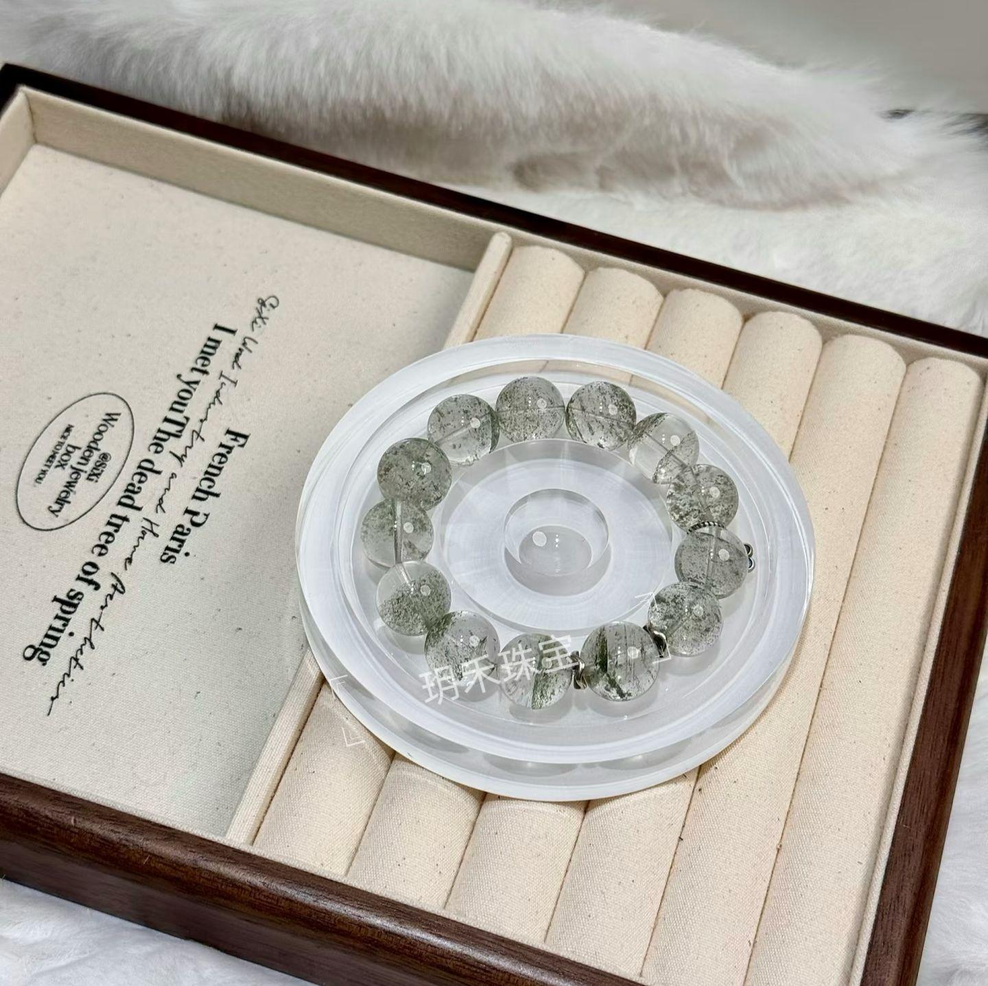 Natural Green Phantom Crystal Bracelet: Wealth-Attracting, Fine Crushed Sand, Smoky Feel