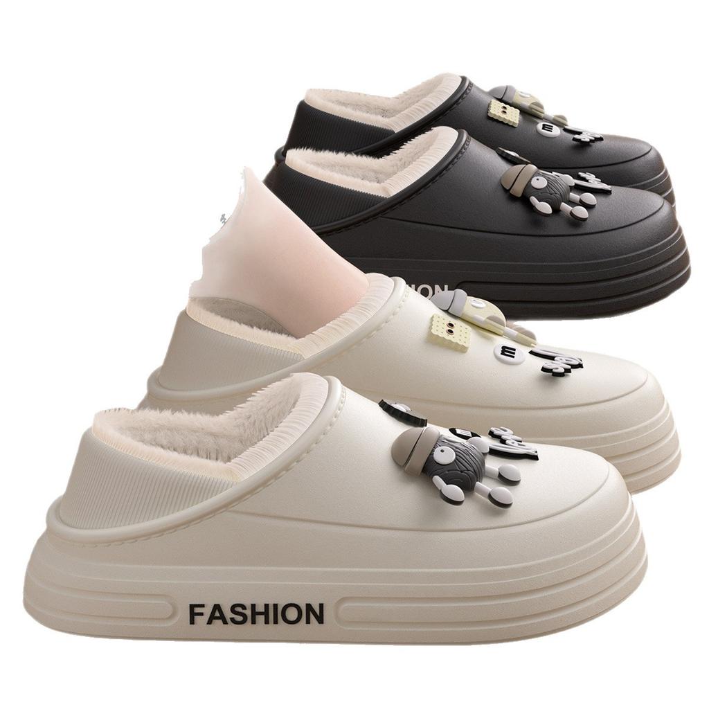 EVA cotton slippers winter 2025 new indoor home velvet warm non-slip can be worn outside waterproof cotton mop