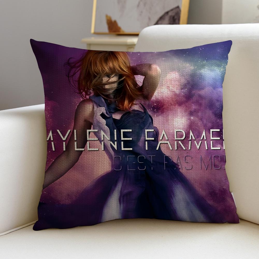 Enchanting MMylene FarmerS Cushion Cover Breathable and Skinfriendly Linen Pillowcase Square Removable and Washable Cushion