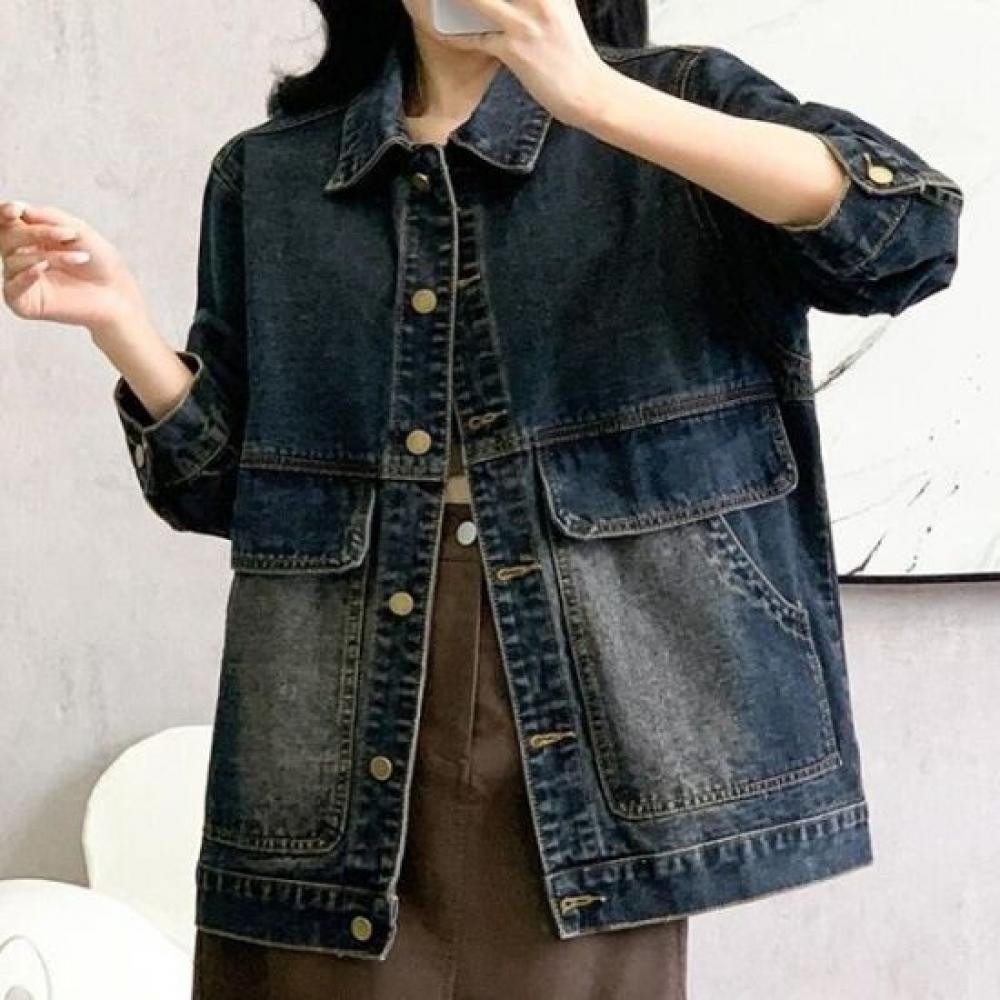 Rellawear Women Centity Wash Denim Loose Jacket Ryfw01