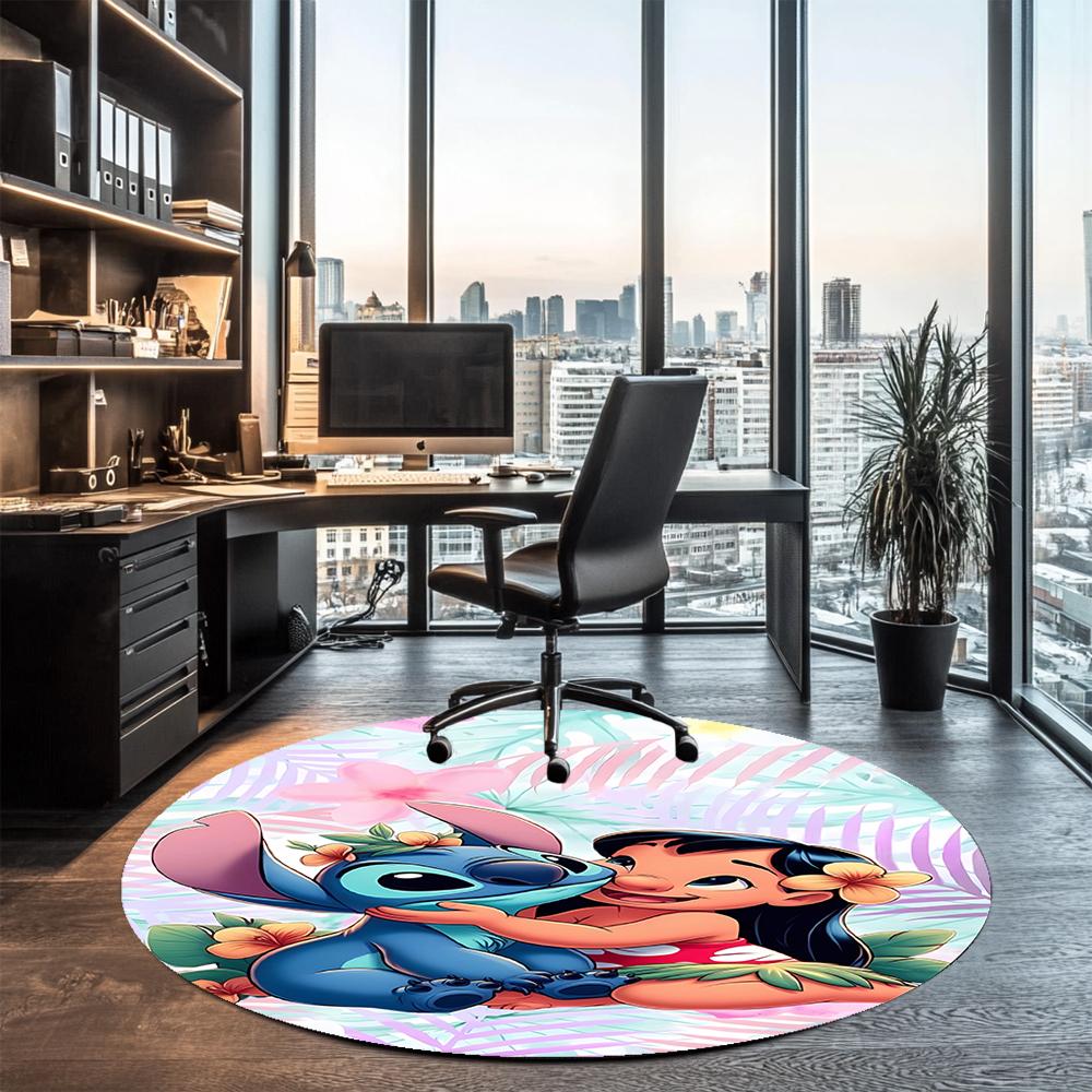 Stitch Printed Round Rug Carpet Chair Rug Area Rug Entryway Doormats,for Office Chair Living Room Bedroom Kitchen Room.