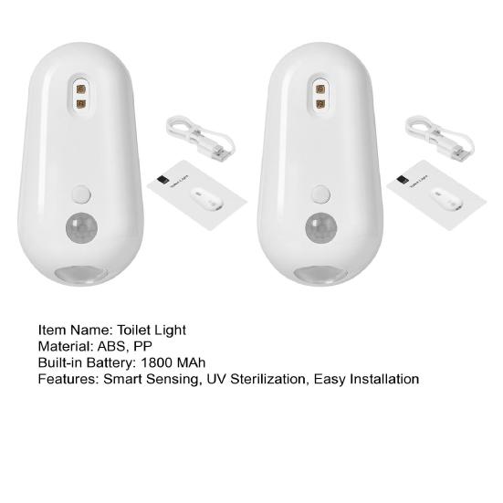 Toilet Light with Intelligent Sensing UV Sterilization Rechargeable USB-C Night Light Peel And Stick Soft Nightlight for Bathroom Toilet