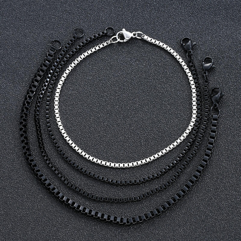 4Pcs/Set Stainless Steel Fine Chains Charm Bracelets for Men Women Casual Simplicity No Fading Waterproof Jewelry Accessories