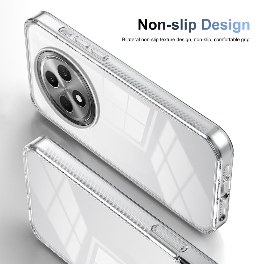 KEYSION Transparent Phone Case for OPPO Reno12 F 5G Soft TPU+PC Anti-slip HD Clear Shockproof Phone Cover for OPPO Reno 12F 5G