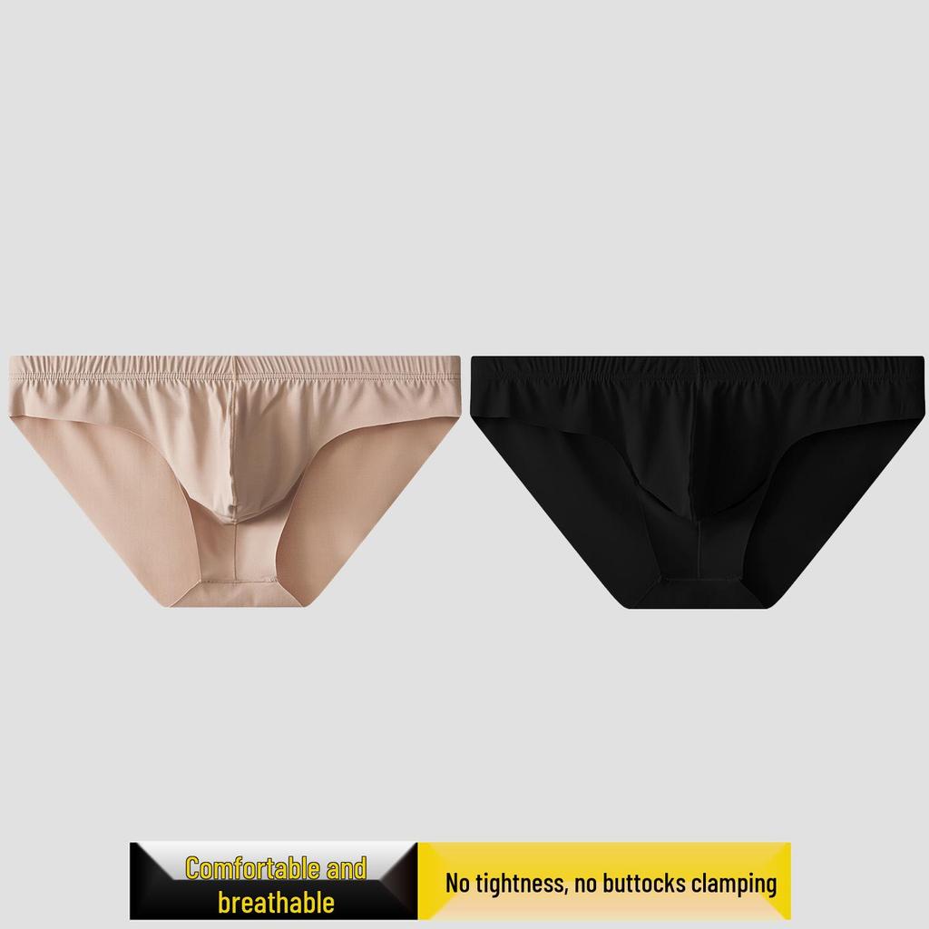 Męskie oddychające bokserki z lodowego jedwabiu chłodnego w dotyku - Jednolity kolor Plus Size