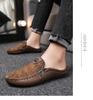 Men's Retro Leather Slip-On Driving Shoes with Zipper