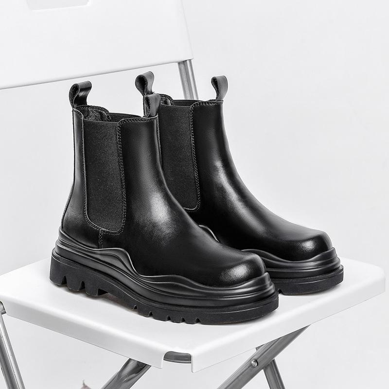

Модные мужские повседневные ботинки челси осенне-зимняя обувь ковбойские оригинальные кожаные ботинки для вечеринок и банкетов на платформе массивные ботинки на щиколотку мужские 270 чёрный