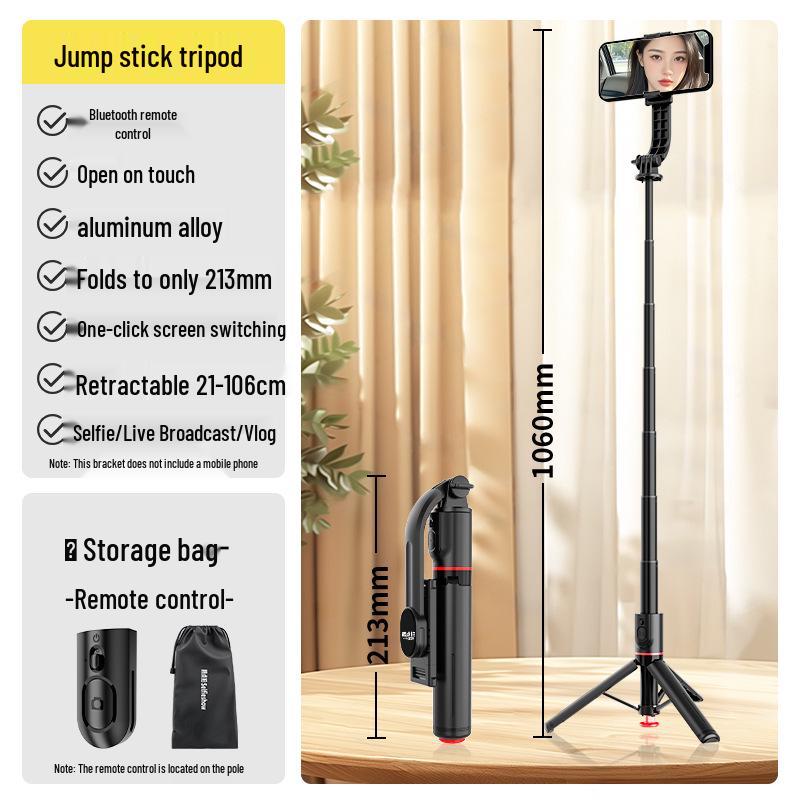 L12-TT Retractable Anti-Shake Selfie Stick Tripod with Bluetooth Remote and Custom Logo.
