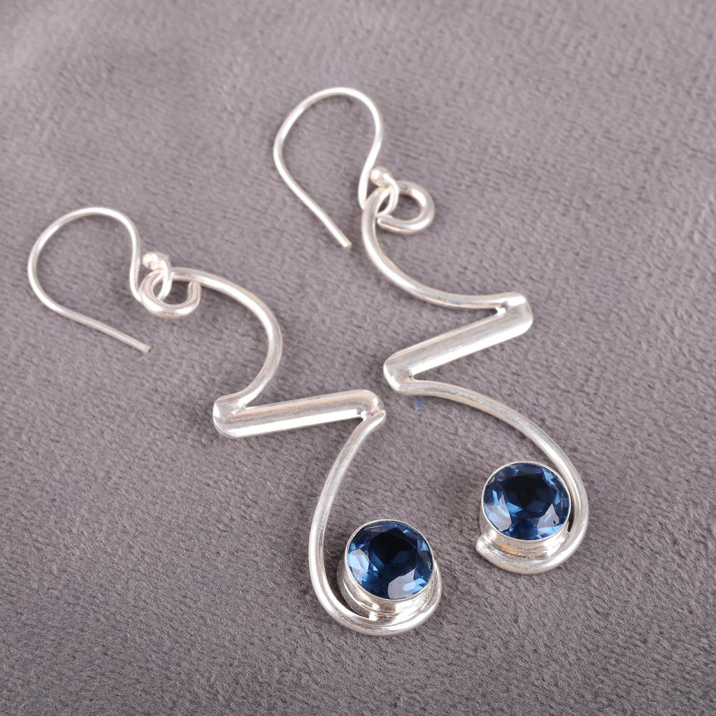 Wonderful London Blue Topaz Gemstone Jewelry, Handmade Beautiful Silver Earrings Spiritual Jewelry For Wedding Gift