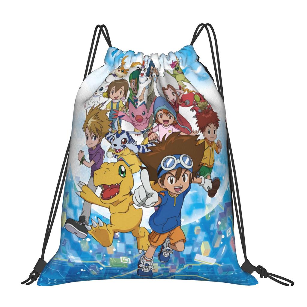 Custom D-Digimons Drawstring Bags for Shopping Yoga Backpacks Men Women Cartoon Sports Gym Sackpack