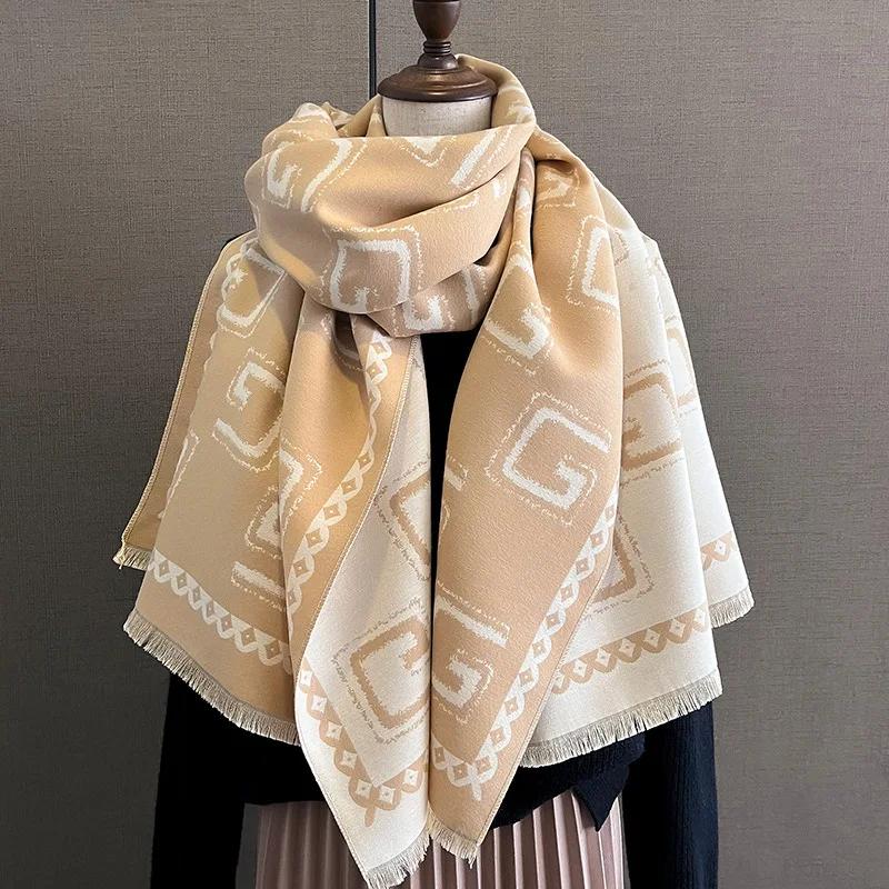 Nový Zimný Hrejivý Kašmírový Šál Dámsky Šál Pashmina Hrubý Šál Deka Bufanda Cestovný Šál Dámsky Vzorovaný Šál
