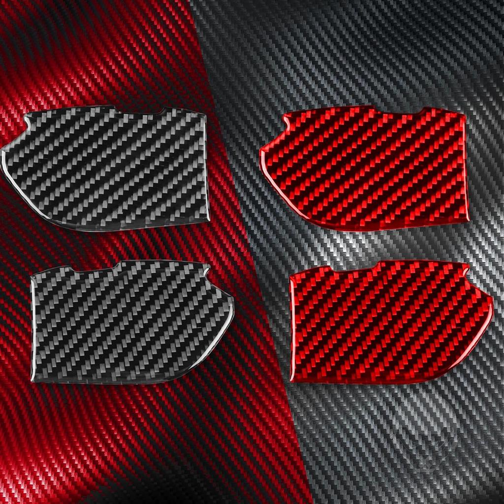 Real Soft Black Carbon Fiber Car Inner Door Handle Bowl Panel Door Bowl Collision Protector Cover Trim Sticker Compatible with Chevrolet Camaro