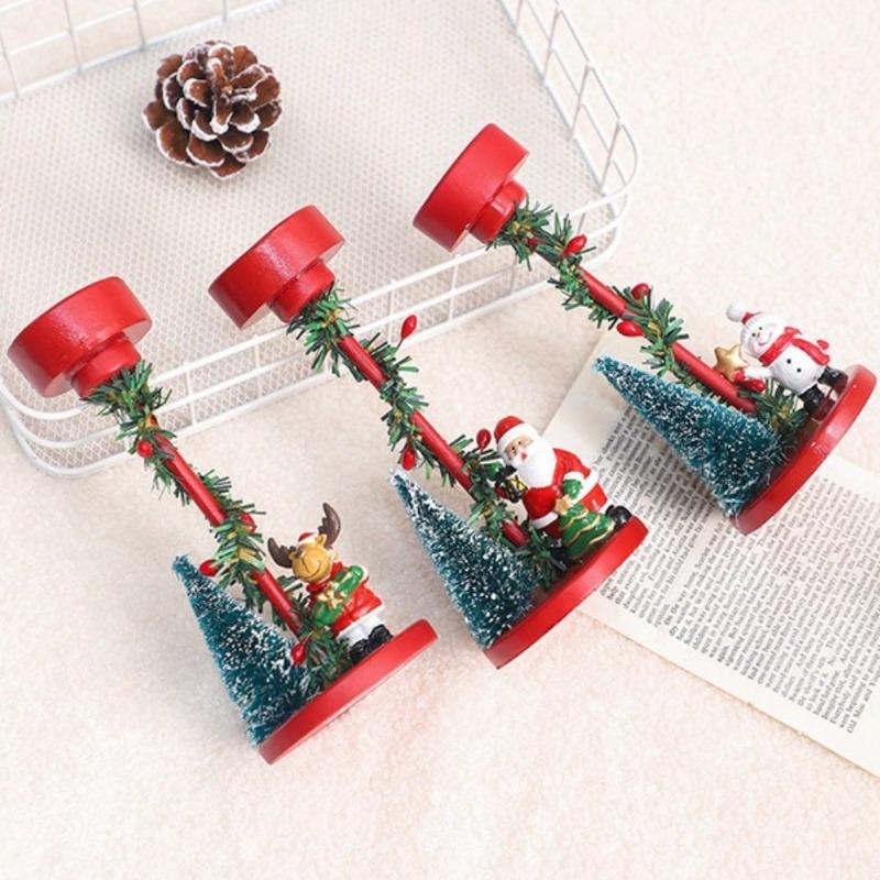 Festive Christmas Tree Candle Holder with Santa and Snowman Decorations Ideal Holiday Centerpiece for Home and Party Tabletop