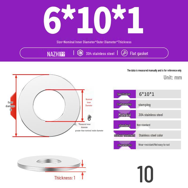 Thickened 304 Stainless Steel Flat Washer Spacer (M4-M8)