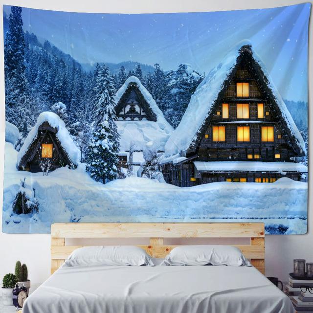 Christmas Tree Snow Tapestry Wall Hanging New Year Gift Elk Christmas Home Decoration Bohemian Aesthetics Bedroom Decoration