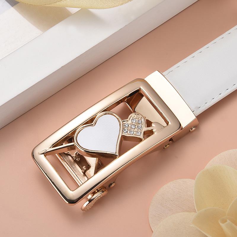 Stylish Women's Automatic Buckle Leather Belt - Genuine Leather, Korean Trend, Versatile Fashion Waistband for Students