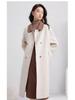 Women's Mid-Length Beige Wool Coat - Elegant French Casual Loose Fit, Petite Plus-Size, Thickened Winter Outerwear 2025.