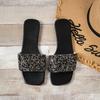 Flat Slippers for Women 2025 Summer Designer  Big Size Rhinestone Flip-flops Ladies Fashion Casual Sequin Slipper Shoes Woman