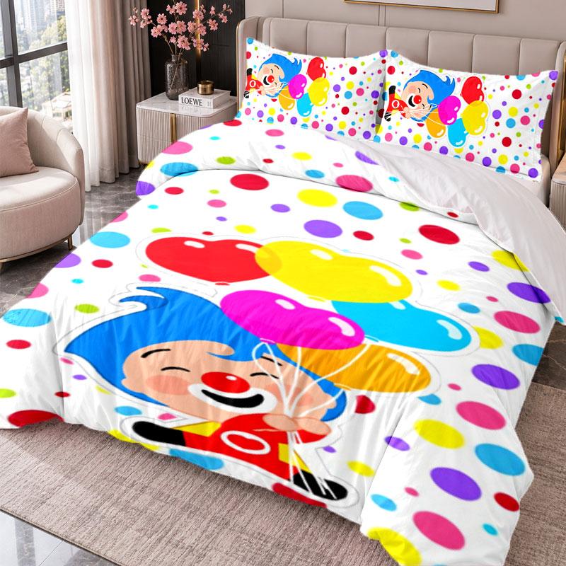 El Payaso Plim Plim 3-teiliges Bettwäsche-Set Bettbezug mit zwei Kissenbezügen für Schlafzimmer Heimdekoration