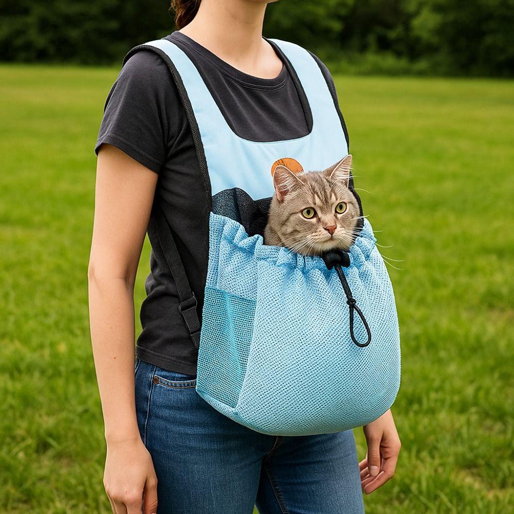 Breathable Pet Chest Shoulder Bag Double Shoulder Foldable Pet Travel Bag Adjustable Cycling Pet Backpack Camp