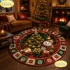 Christmas Round Rug, Farmhouse-Style Christmas Tree Design, Non-Slip Living Room Carpet, Bedroom Bedside Rug, Home Decor