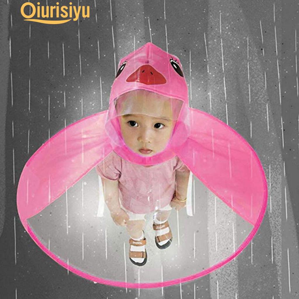 Buy Cartoon Duck Children Raincoat UFO Shape Rain Hat Cape at