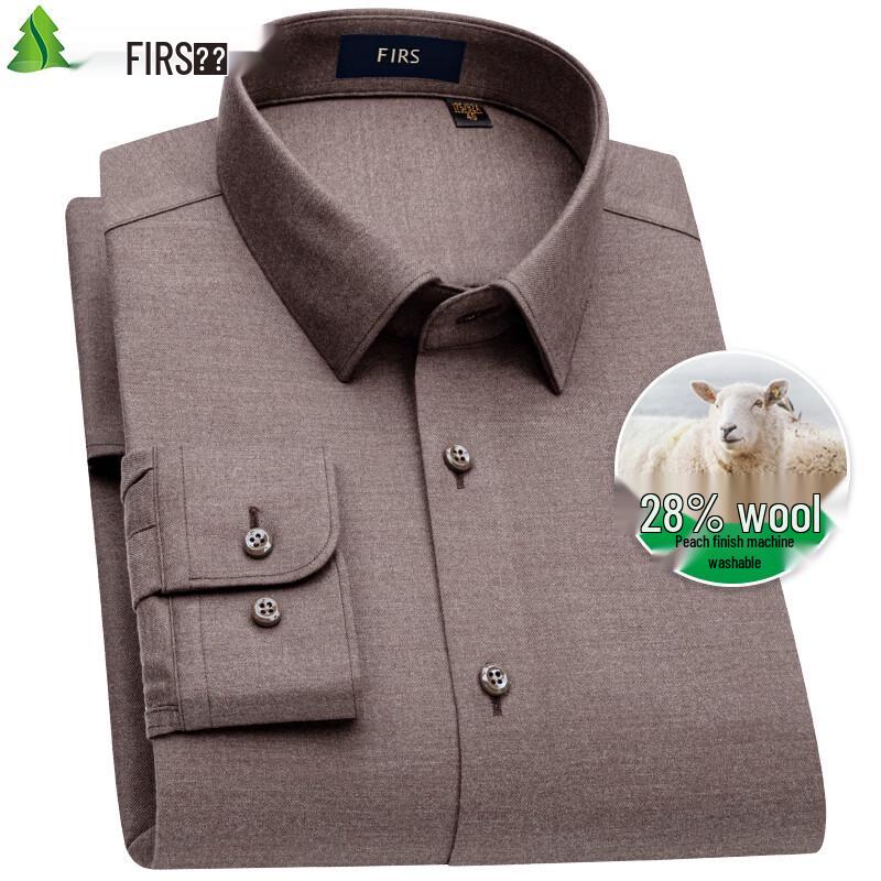 FIRS Men's Long-Sleeve Business Casual Shirt (28% Silk Wool)