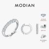 MODIAN D Moissanite 925 Silver Luxury Sparkle Geometric Hoop Earrings Ring For Women Wedding Fine Jewelry Set