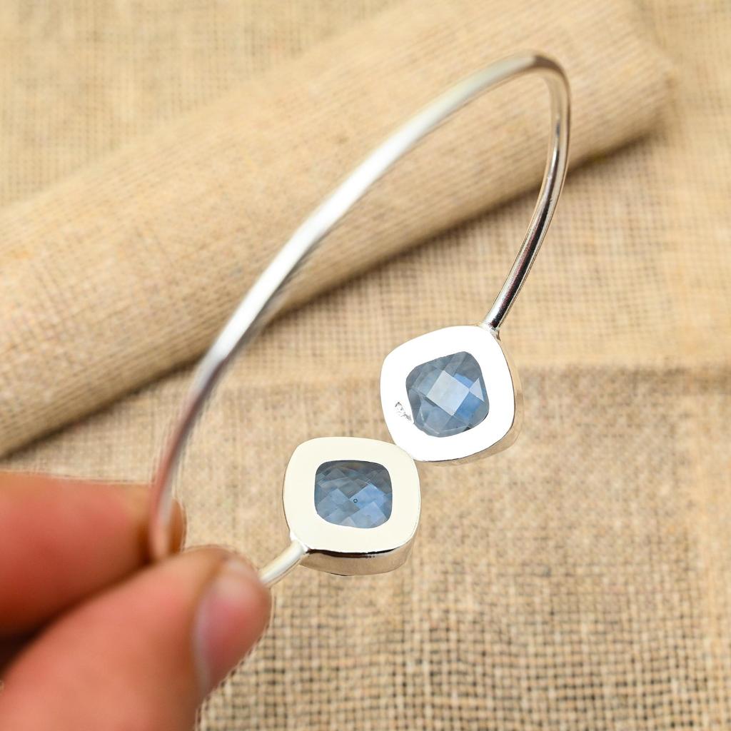 Tansanit Edelstein 925 Sterling Silber Schmuck handgefertigter Armreif/Manschette als Hochzeitsgeschenk