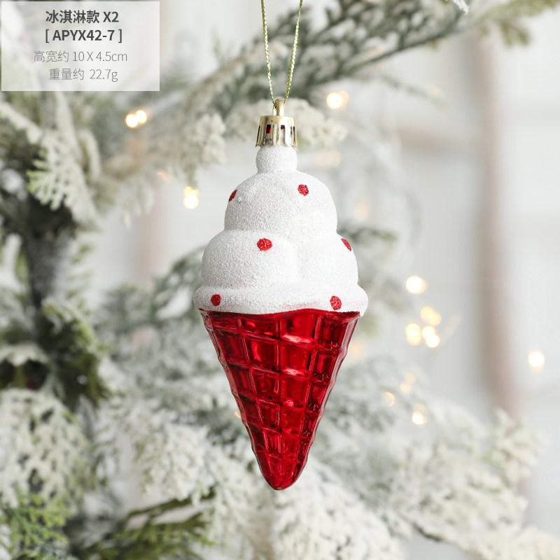 2Pcs Christmas Tree Decorations Santa Claus Ice Cream Snowman House Star Crutch Boots Ornaments Christmas Ornaments Pendant