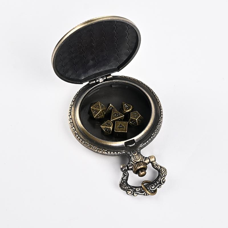 7pcs DND Mini Dice with Pocket Watch Case Portable Polyhedron Dices Dungeons&Dragons Table RPG
