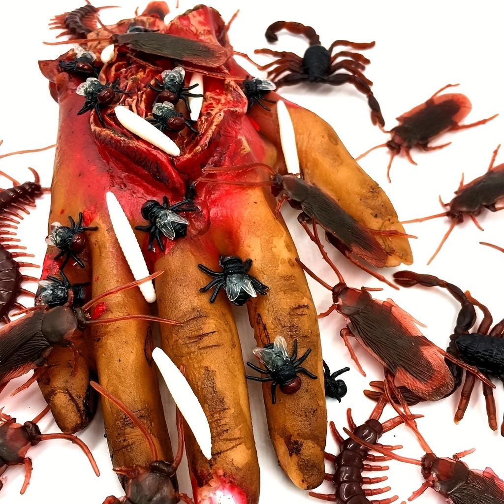 50Pcs Realistic Bugs Funny Toy Fake Cockroach Novelty Insects Halloween Prank Simulation Tricky Disgusting Scary Party Supplies