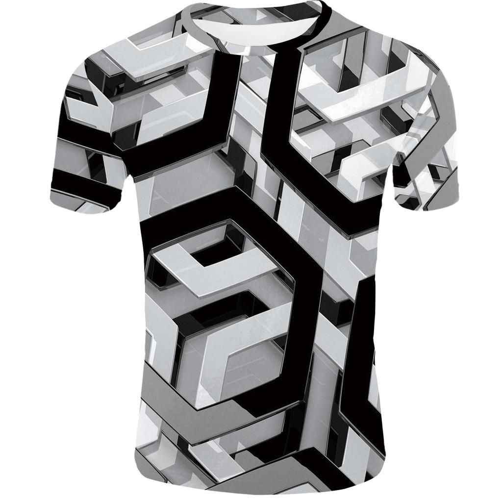 Creative 3D Digital Printed T-shirt for Men's Short Sleeves Tops