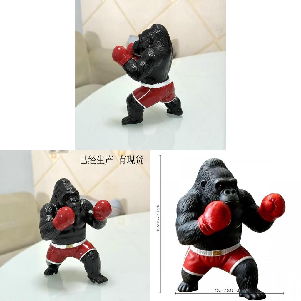 Resin Gorilla Boxing Figurine With Animal Design For Home Decor And Collectors