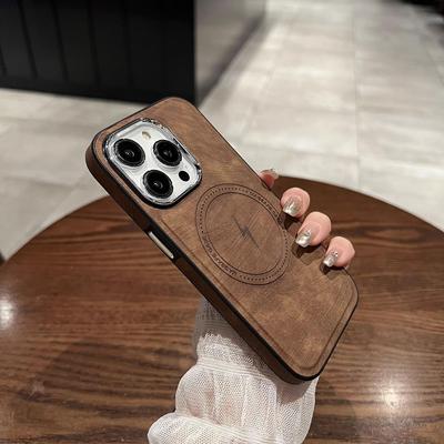 Funda de piel auténtica para iPhone - Funda de carga inalámbrica Magsafe para iPhone 15 Pro Max iPhone 14 13 12 11 X Xs Todo incluido