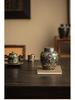 Taotie Ceramic Tea Can with Gold & Silver Inlay - Double-Metal Lid & Sealed Storage, Retro Chinese Design