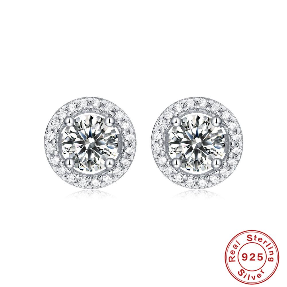 0.5 Carat S925 Silver Earrings Women'S Round Bag Stud Earrings Temperament Wedding Moissanite Gift Ear Jewelry Source