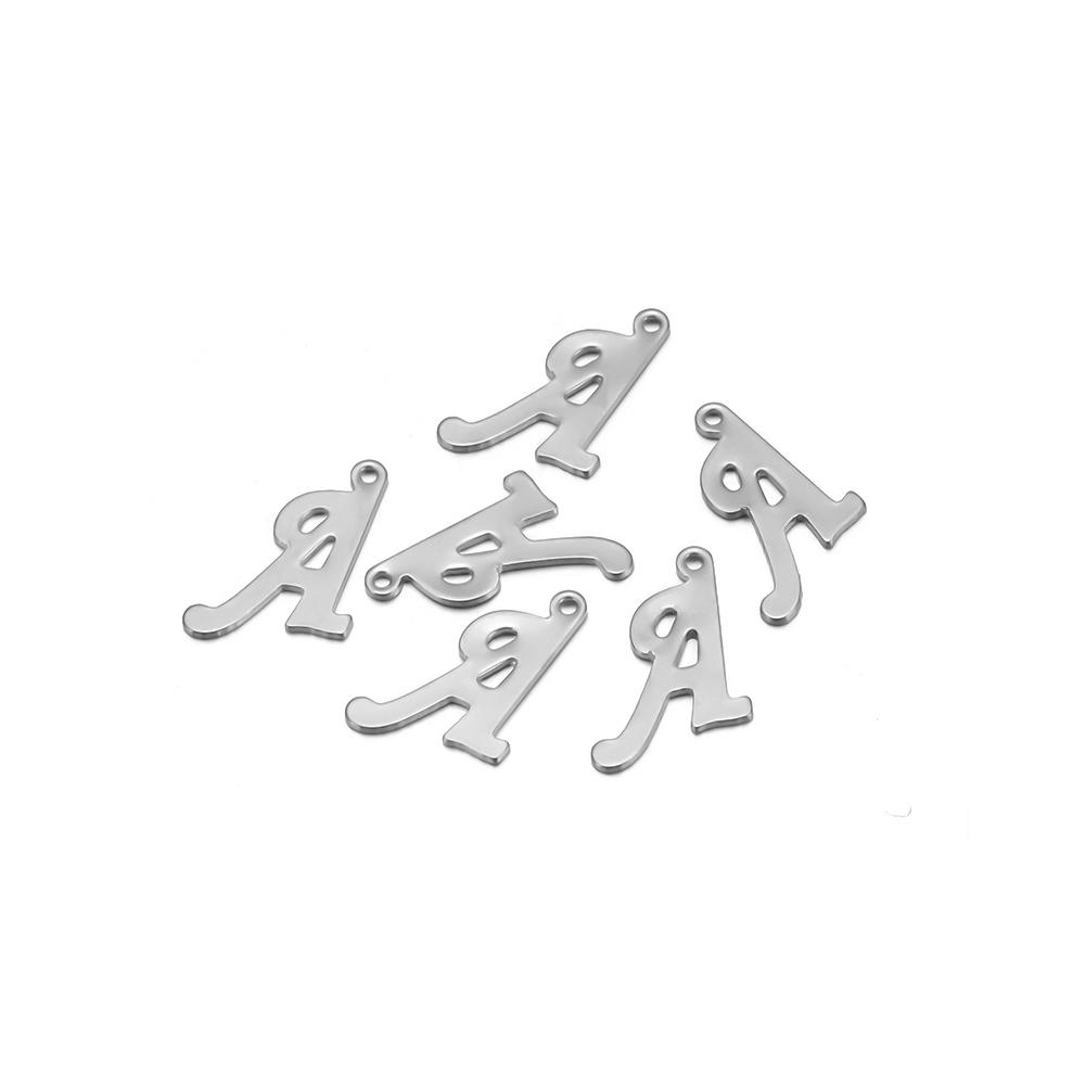 50pcs Stainless Steel Cursive Font 26 Letter Pendant Alphabet Charms Necklace Pendant DIY Jewelry Bracelet Making Earrings Craft